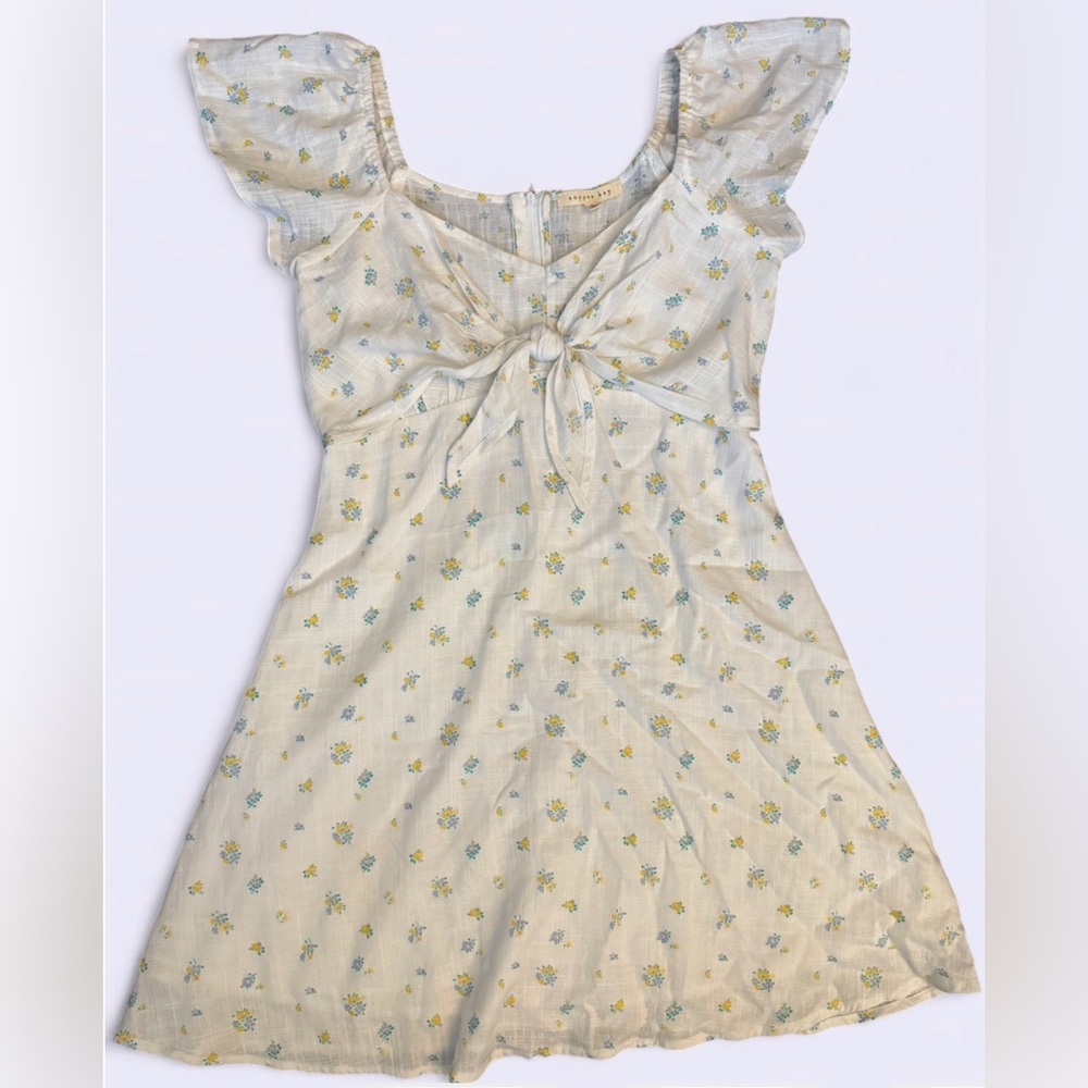 Copper Key Floral 🌼 Front-Tie Mini Dress - Size Small - Picture 2 of 8